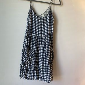 Blue and white checkered dress